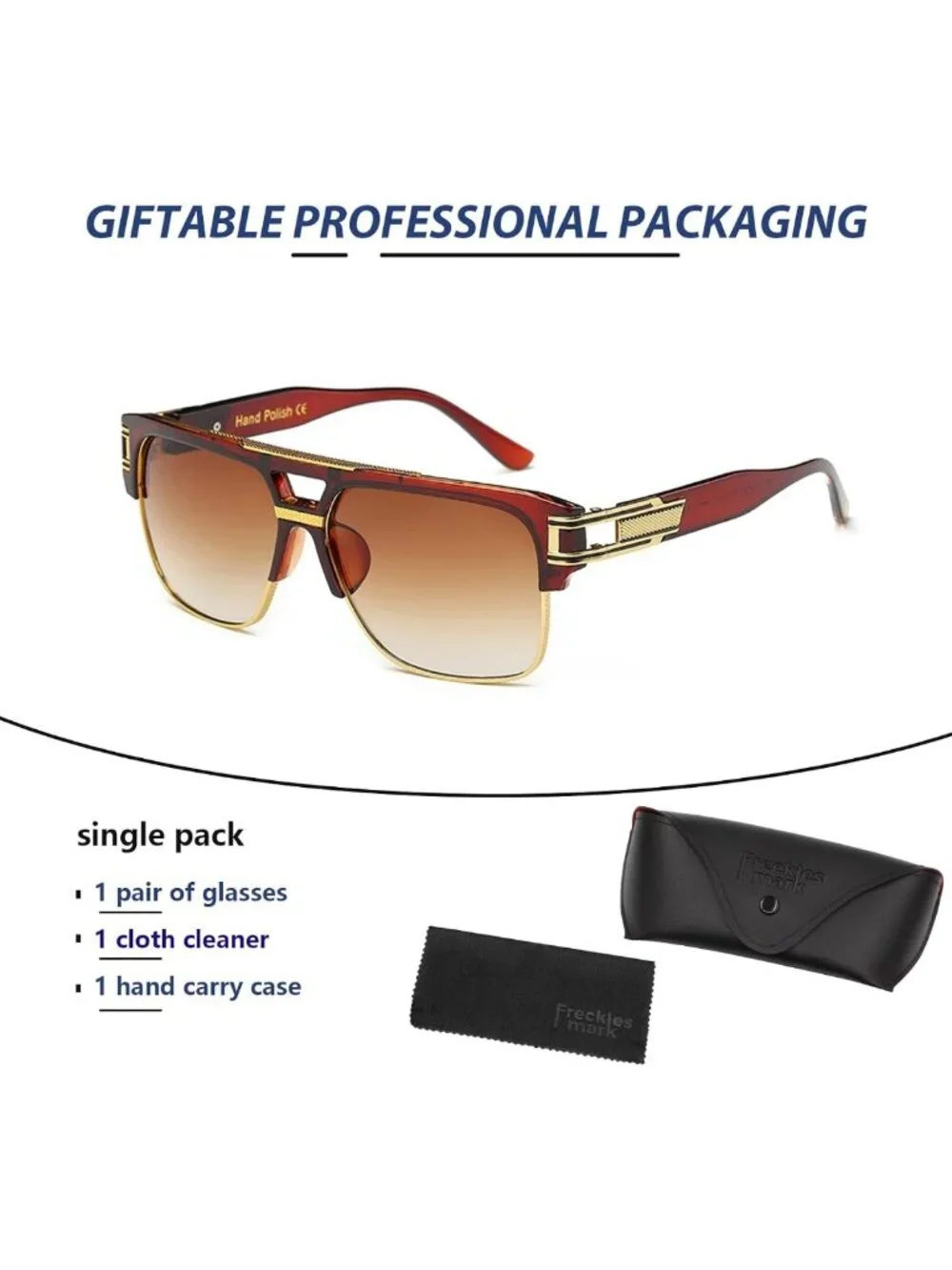 Trendy 70s Retro Square Sunglasses for Men & Women - Gold Metal Sun Glasses